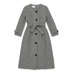 VTG J. Christopher Women’s Houndstooth Button Front Dress Size 6 Made USA Rayon